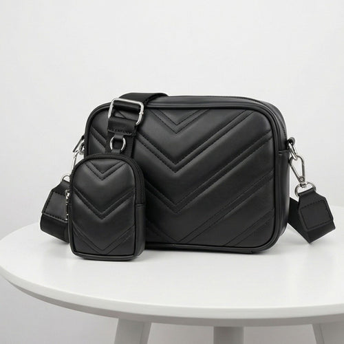 Valenium Cross Body Sling Bag with Pouch (Black)