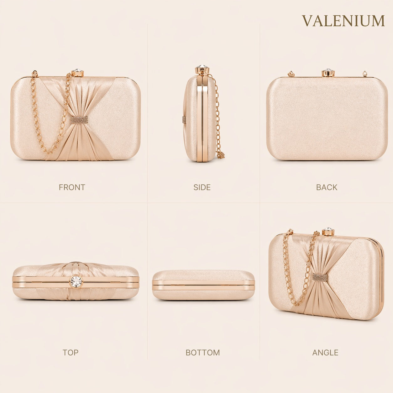 Valenium Bow Clutch Sling Bag (Golden)