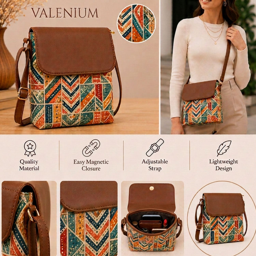 Valenium Patch Print Crossbody Sling Bag