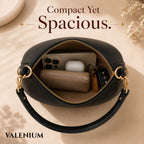 Valenium Black Half Moon Sling Bag with Double Strap