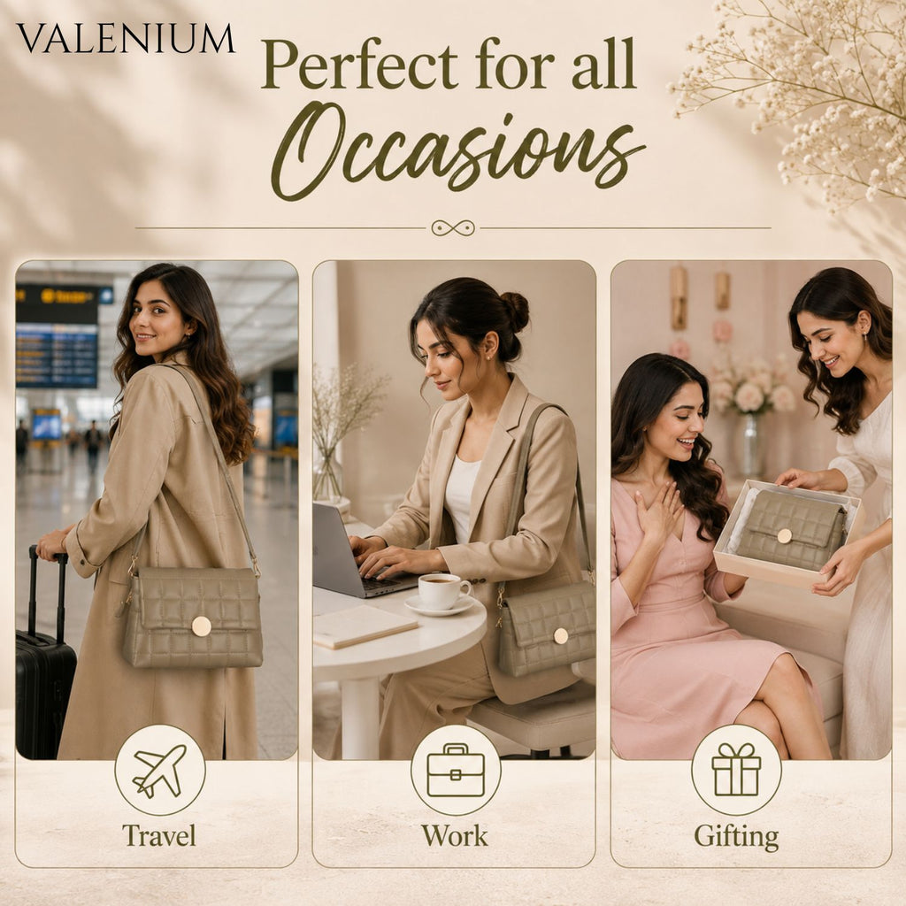 Valenium Quilted Cross Body Sling Bag (Olive)