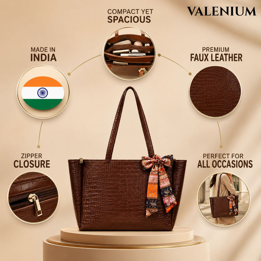 Valenium Coffee Brown Shoulder HandBag