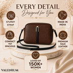 Valenium Quilted Cross Body Sling Bag ( Dark Brown )