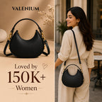 Valenium Black Half Moon Sling Bag with Double Strap