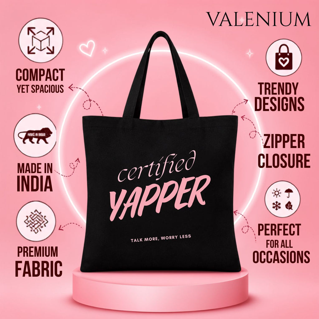 Valenium Certified Yapper Canvas Tote Bag