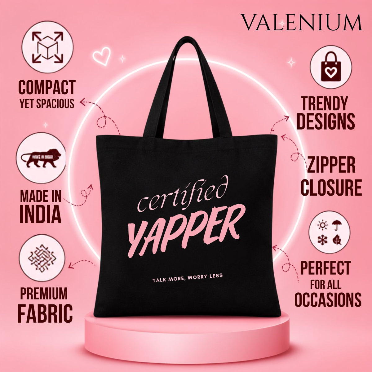 Valenium Certified Yapper Canvas Tote Bag