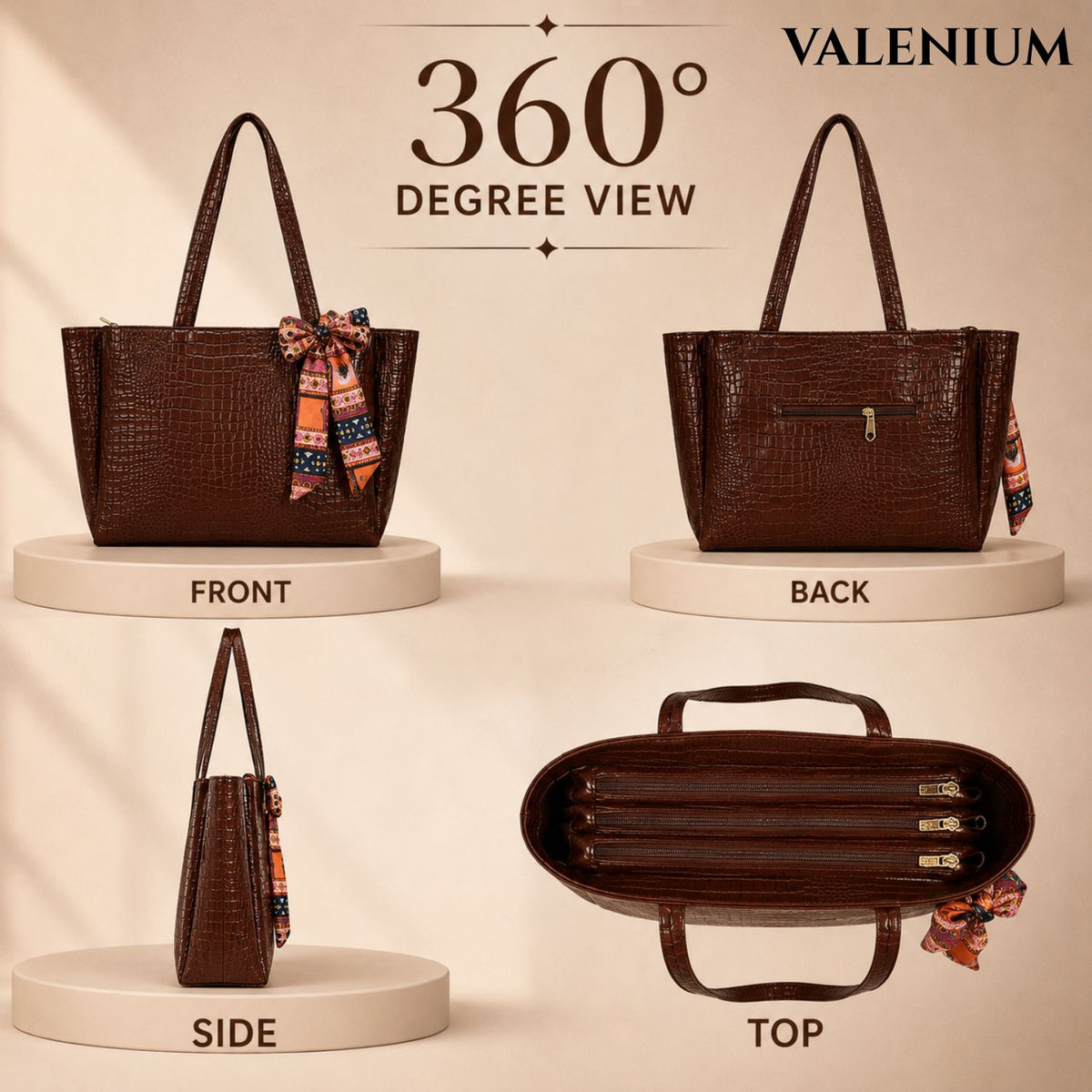 Valenium Coffee Brown Shoulder HandBag