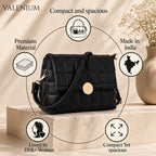 Valenium Quilted Cross Body Sling Bag (Black)
