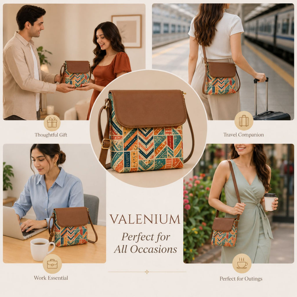 Valenium Patch Print Crossbody Sling Bag
