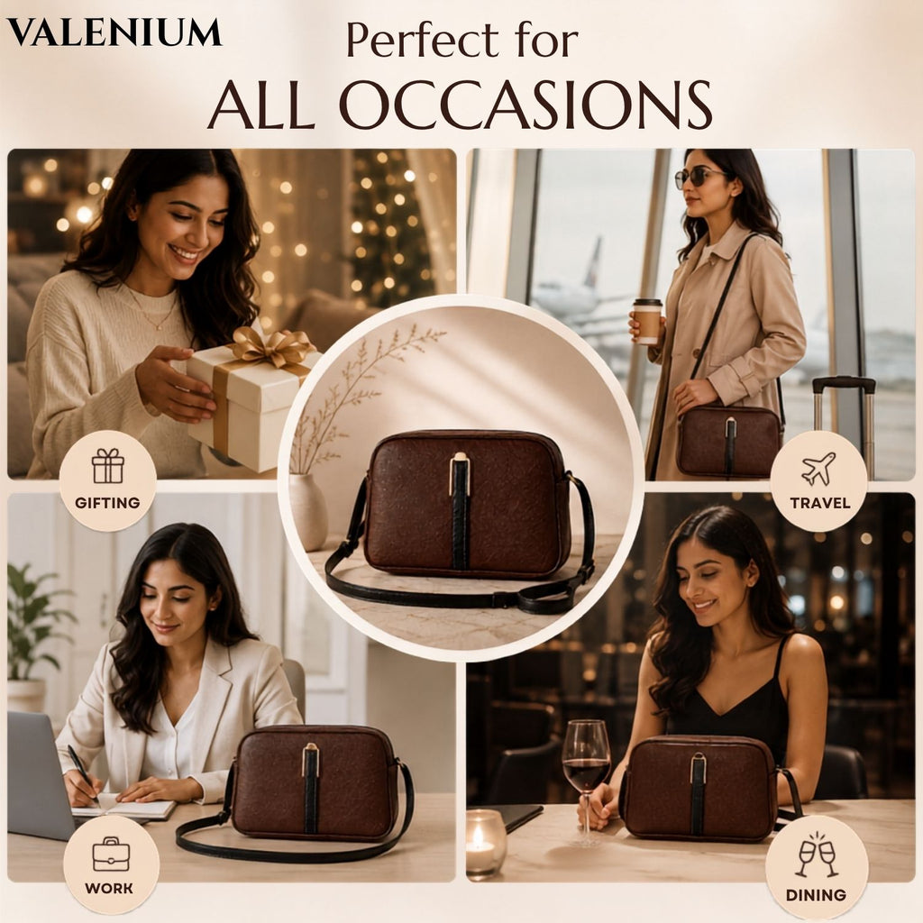 Valenium Quilted Cross Body Sling Bag ( Dark Brown )