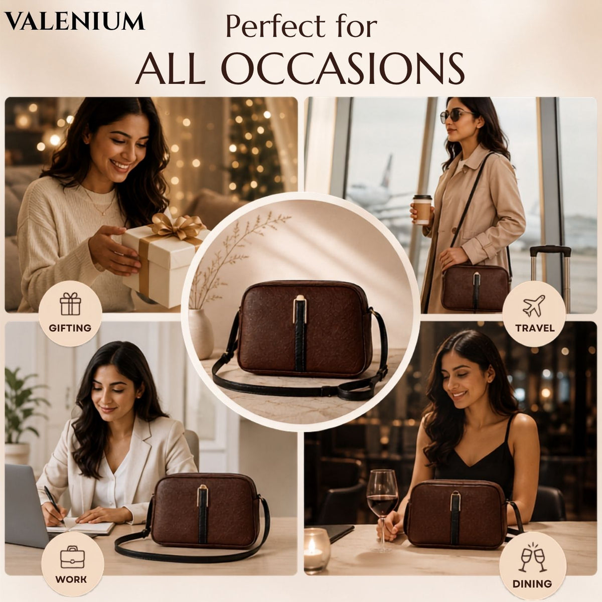 Valenium Quilted Cross Body Sling Bag ( Dark Brown )