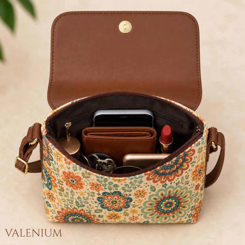 Valenium Boho Print Crossbody Sling Bag