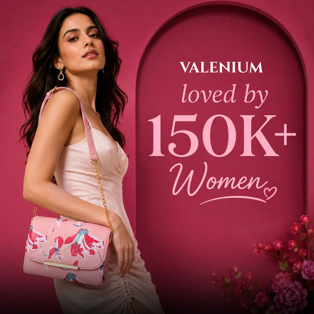 Valenium Women Girls Floral Print Sling Bag Crossbody (Pink)