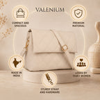 Valenium Nova Quilted Cross Body Sling Bag (Off White)