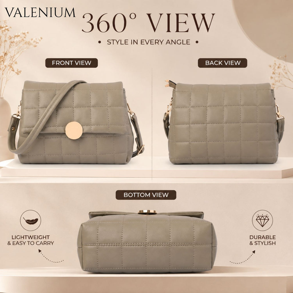 Valenium Quilted Cross Body Sling Bag (Olive)