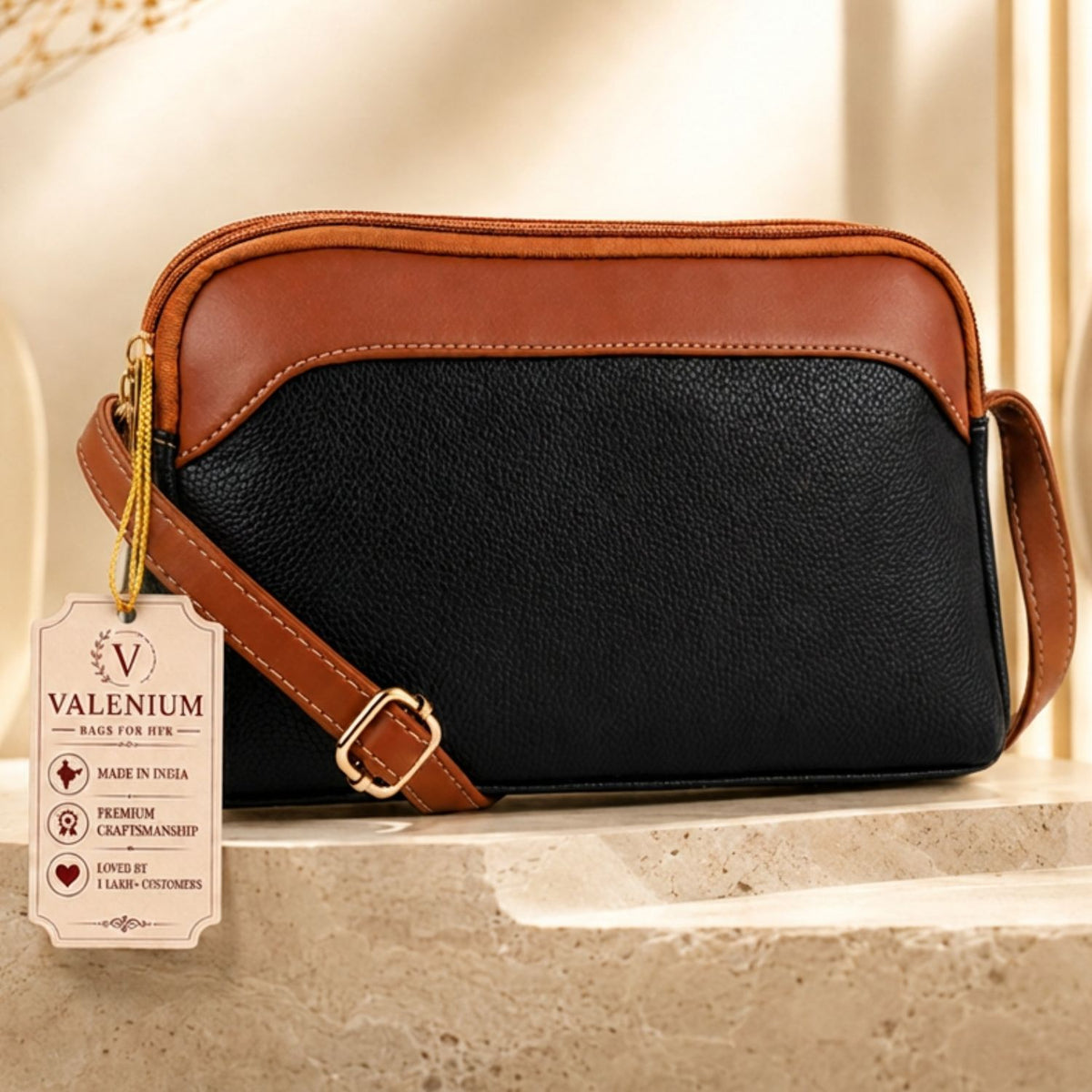 Valenium Luxe Dual-Tone Crossbody Sling Bag