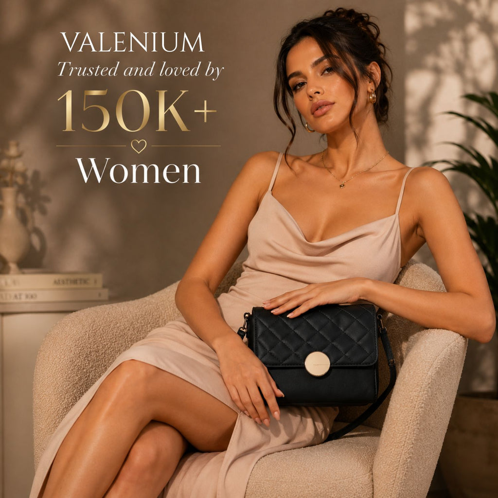 Valenium Quilted Round Lock Sling Bag (Black)