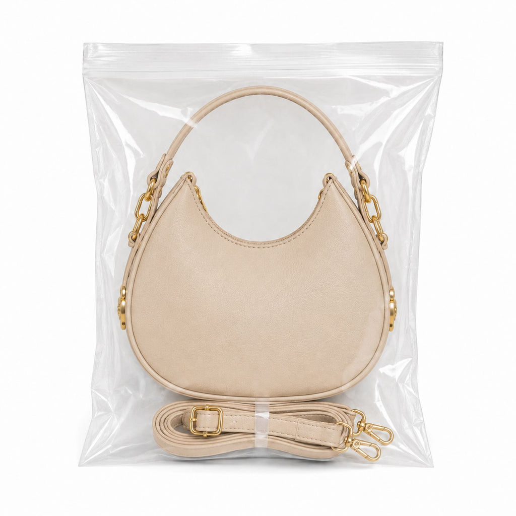 Valenium Half Moon Cream Sling Bag with Double Strap