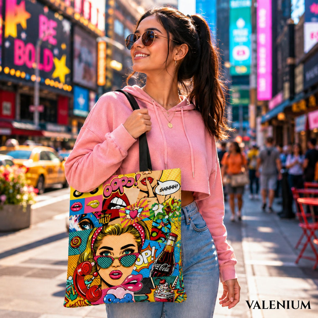 Valenium Pop Art Fusion Canvas Tote Bag