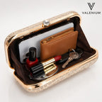 Valenium Clutch Sling Bag with Chain (Golden)
