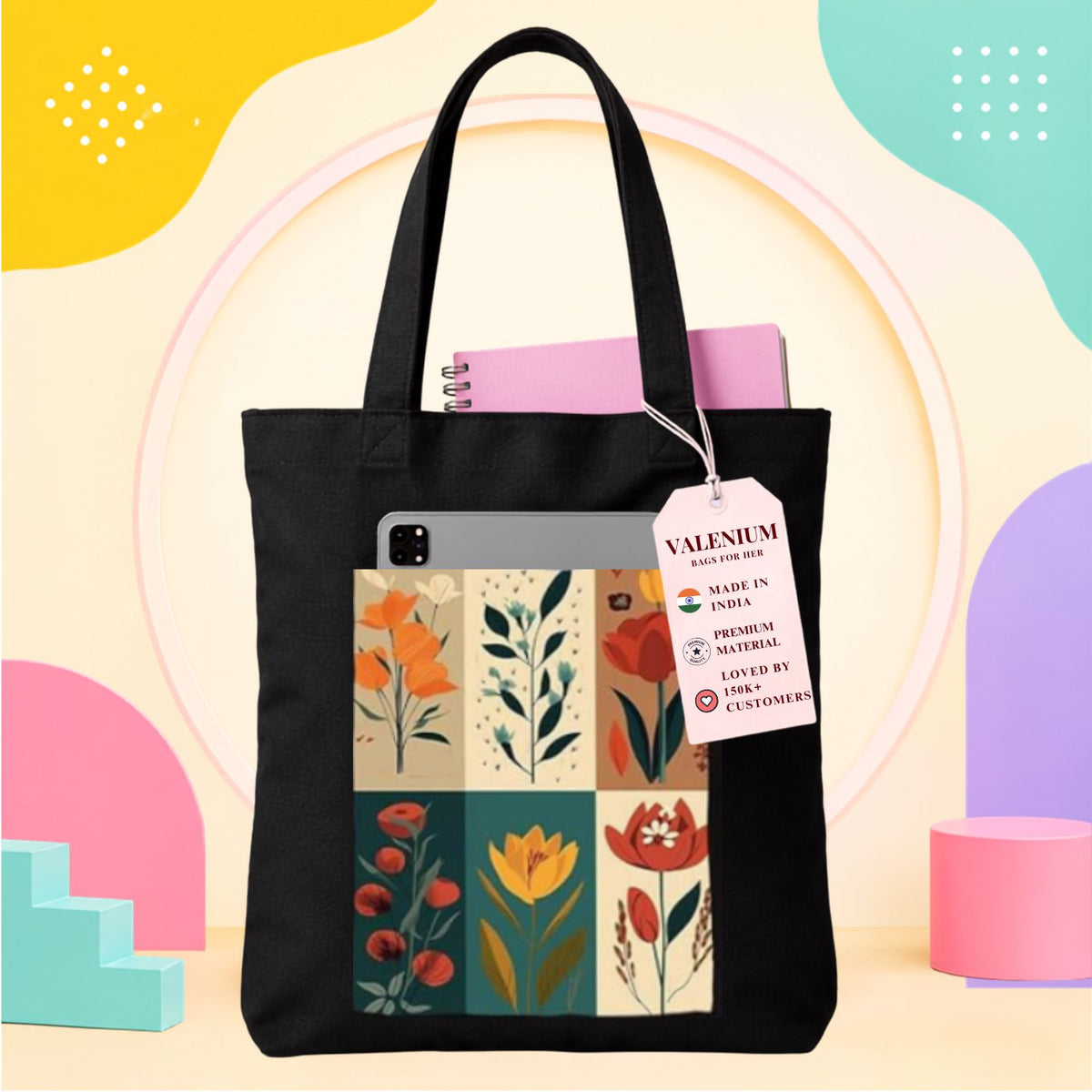 Valenium Poppy Printed Tote Bag