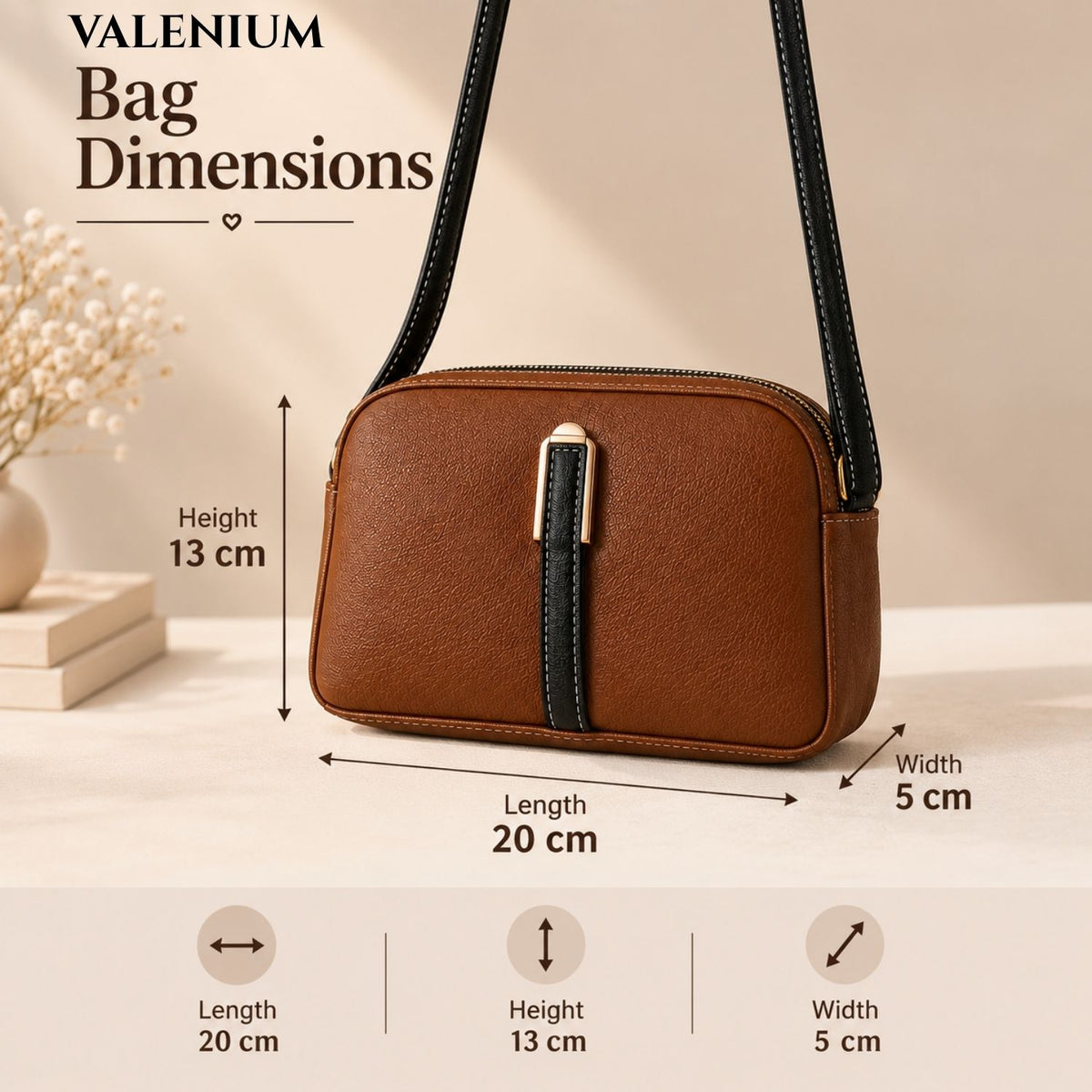 Valenium Quilted Cross Body Sling Bag ( Coffee Brown )