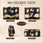 Valenium Women Girls Floral Print Sling Bag Crossbody (Black)