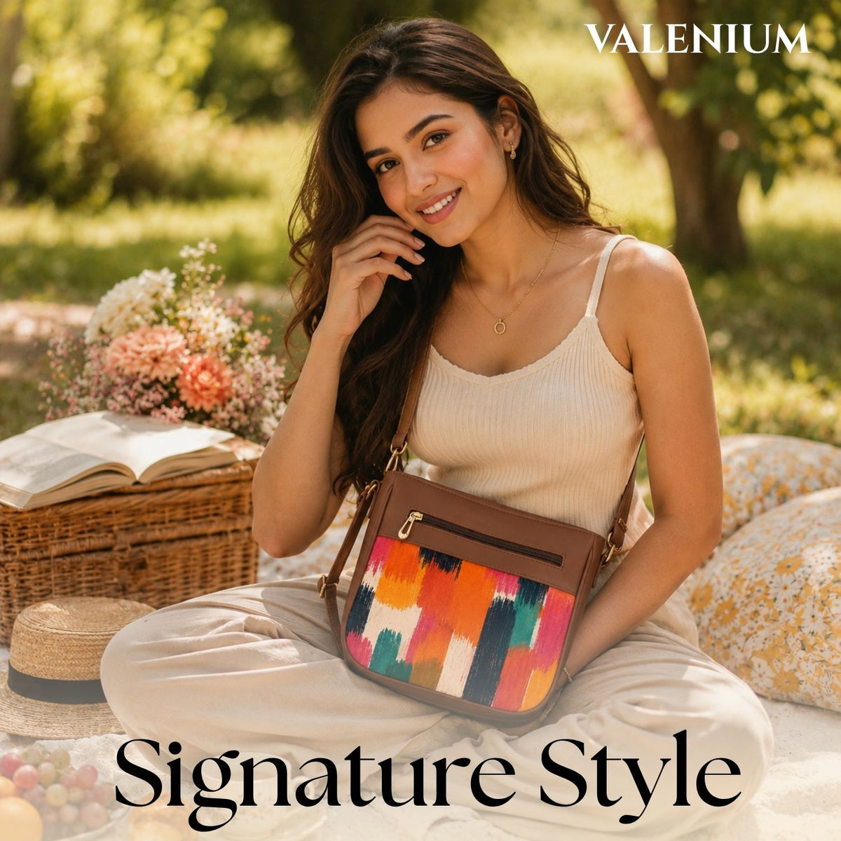 Valenium Ikat Strokes Sling Bag