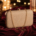 Valenium Clutch Sling Bag with Chain (Golden)