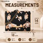 Valenium Women Girls Floral Print Sling Bag Crossbody (Black)