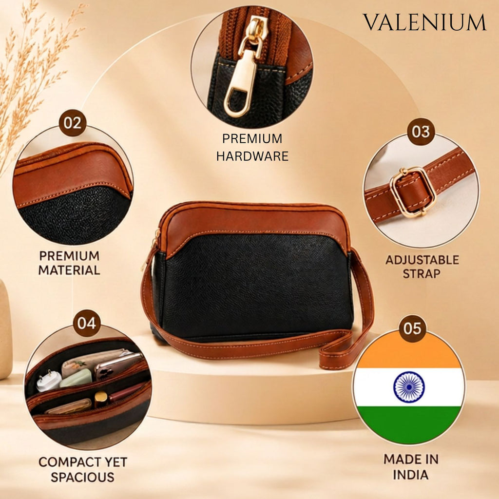 Valenium Luxe Dual-Tone Crossbody Sling Bag