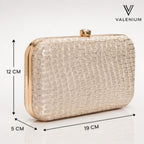 Valenium Clutch Sling Bag with Chain (Golden)
