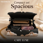 Valenium Women Girls Floral Print Sling Bag Crossbody (Black)