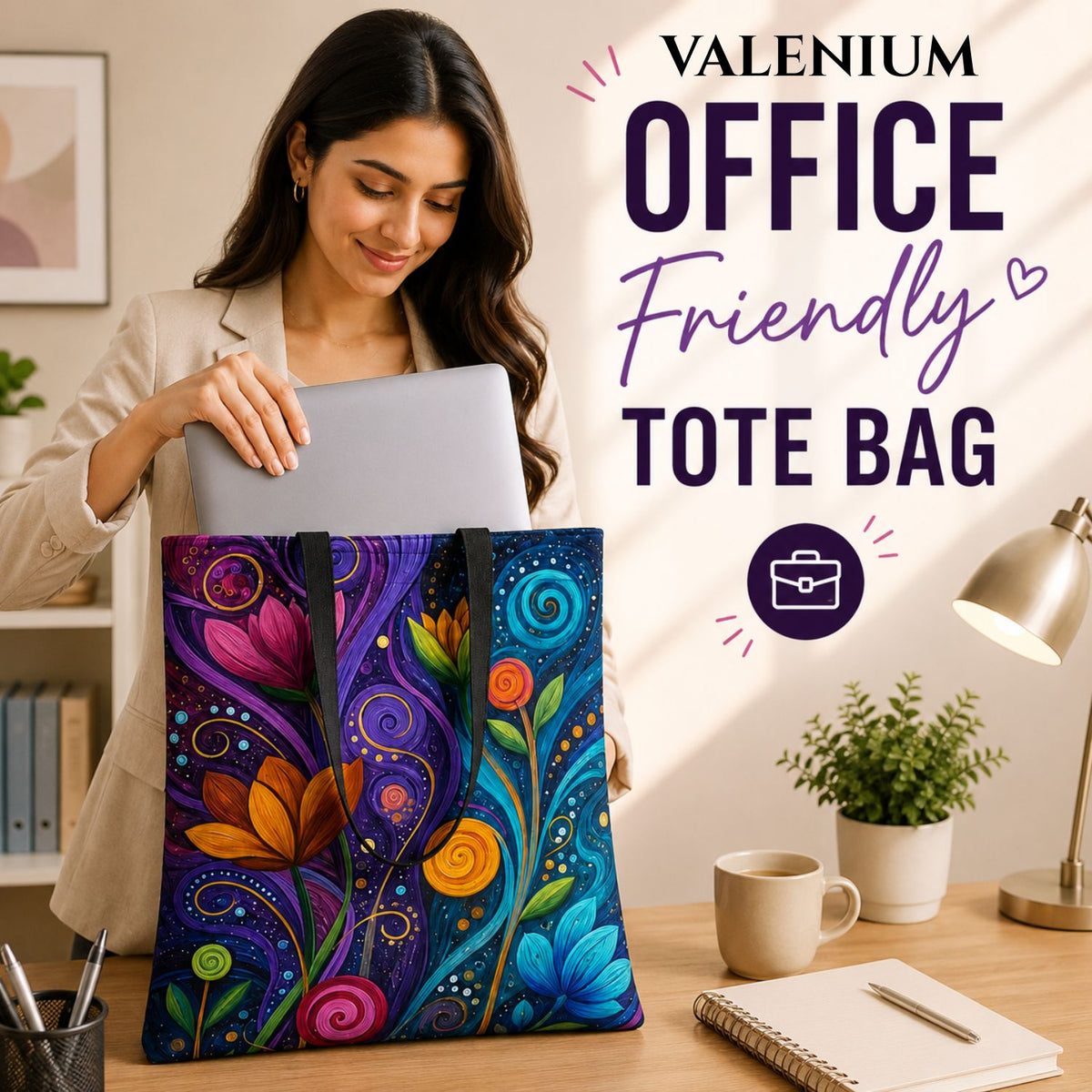 Valenium Mystic Blooms Canvas Tote Bag