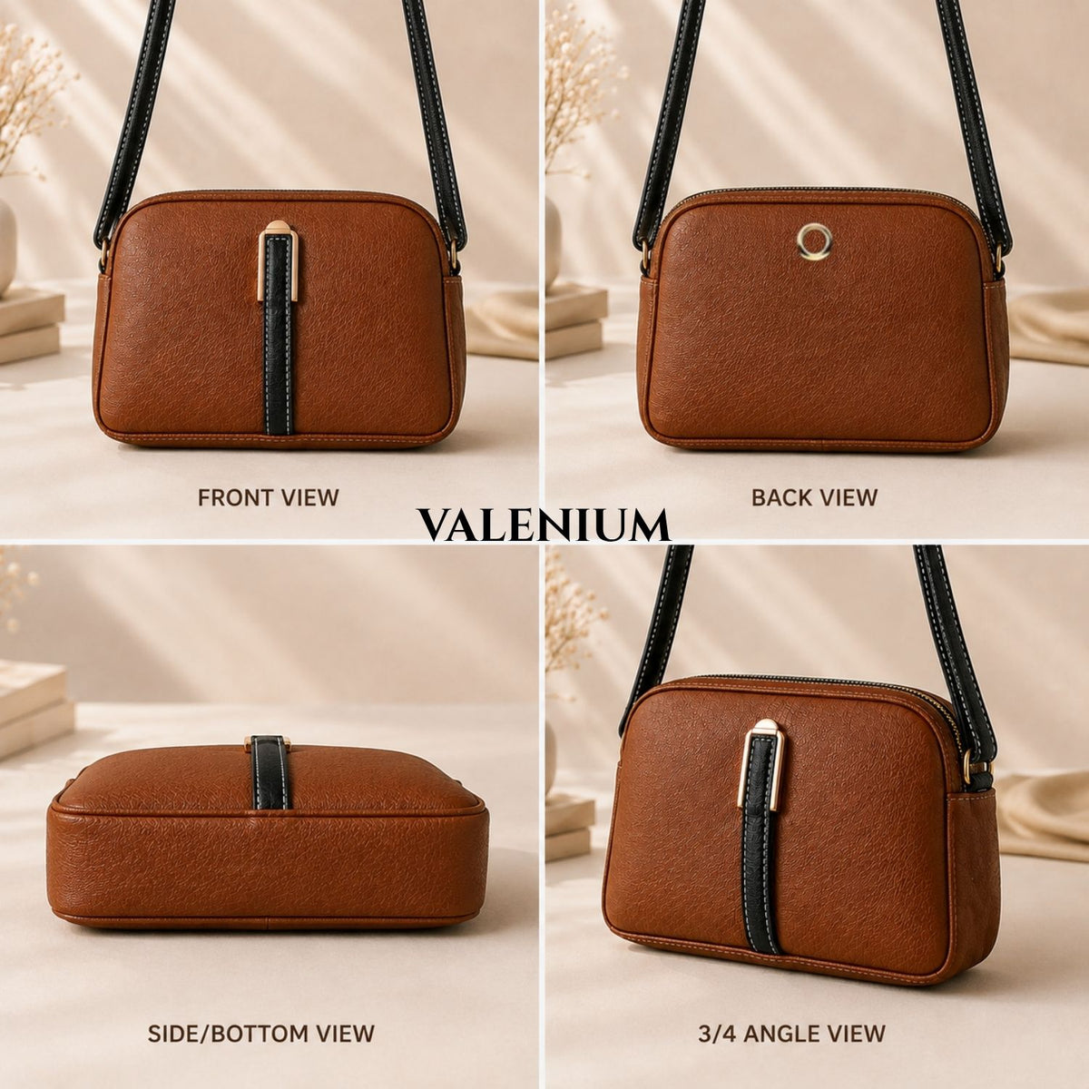 Valenium Quilted Cross Body Sling Bag ( Coffee Brown )