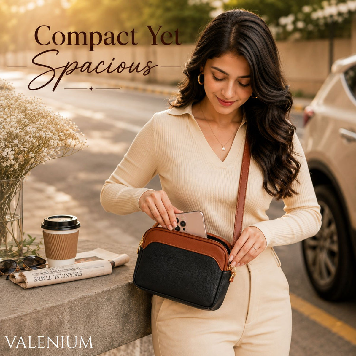 Valenium Luxe Dual-Tone Crossbody Sling Bag
