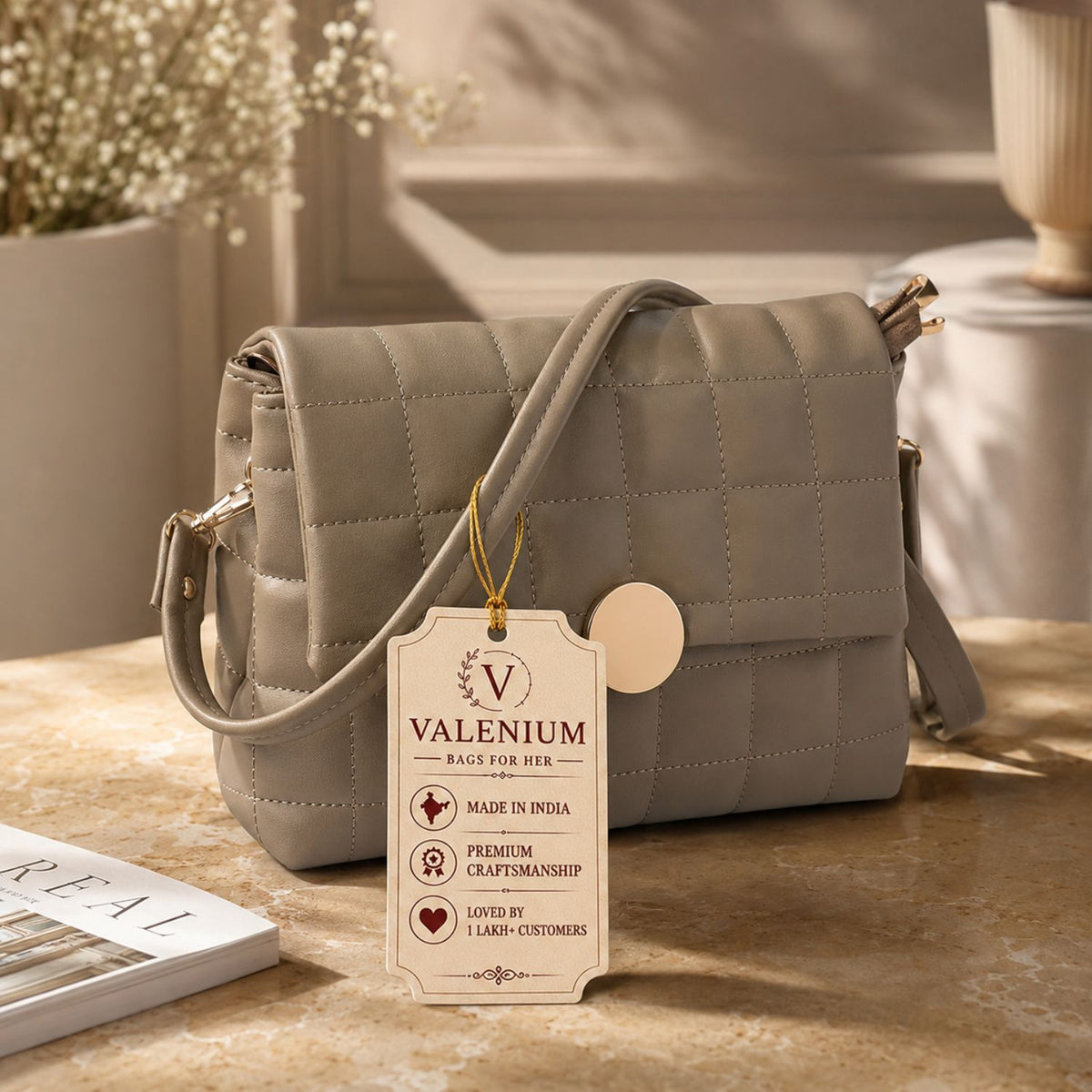 Valenium Quilted Cross Body Sling Bag (Olive)