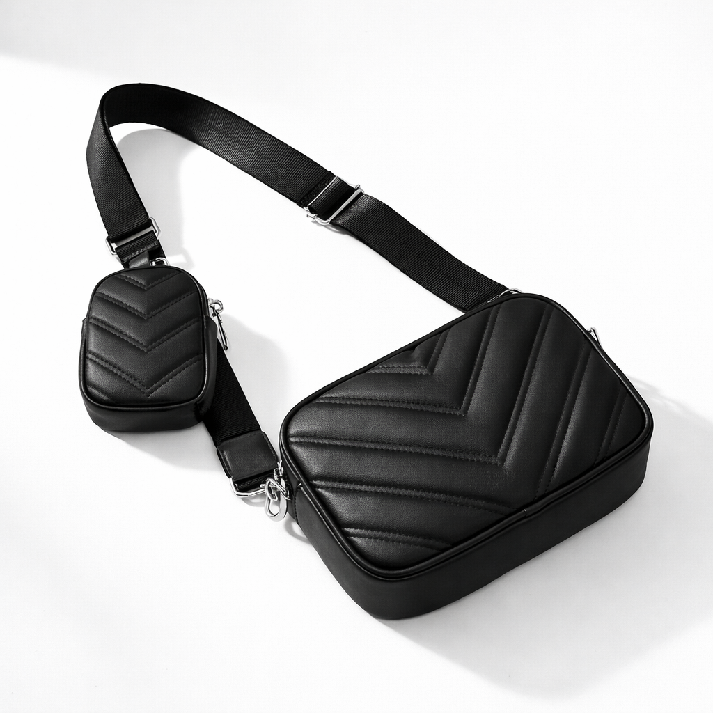 Valenium Cross Body Sling Bag with Pouch (Black)