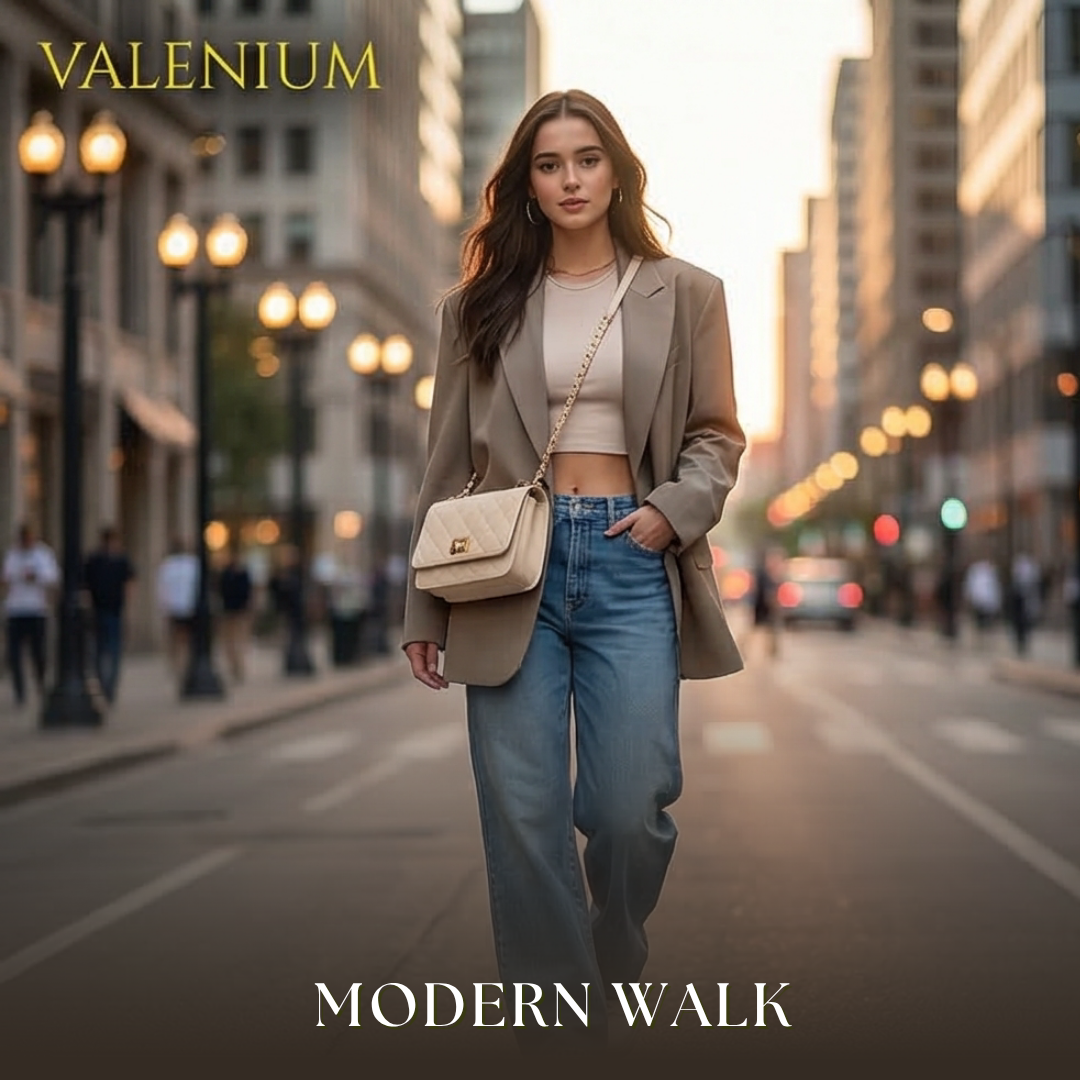 Valenium Women's Quilted Sling Bag (Off-White)