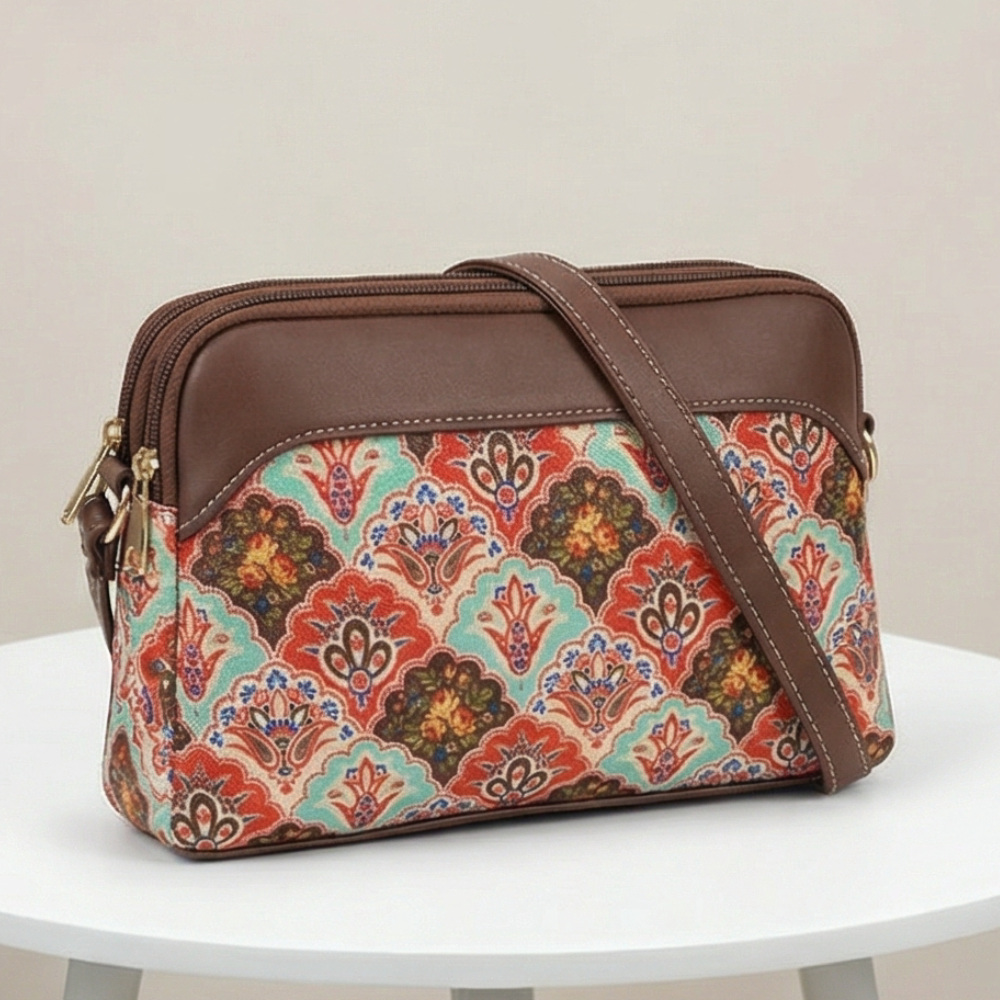 Valenium Printed Sling Bag (Brown)
