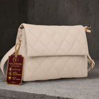 Valenium Nova Quilted Cross Body Sling Bag (Off White)