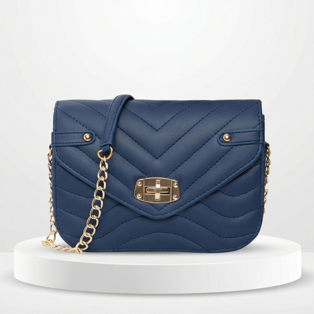 Valenium Striped Crossbody Sling Bag (Navy Blue)