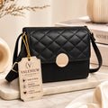 Valenium Quilted Round Lock Sling Bag (Black)