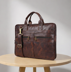 Valenium Men's Laptop PU Briefcase Bag (Brown)