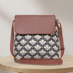 Valenium Printed Structured Sling Bag (Brown)