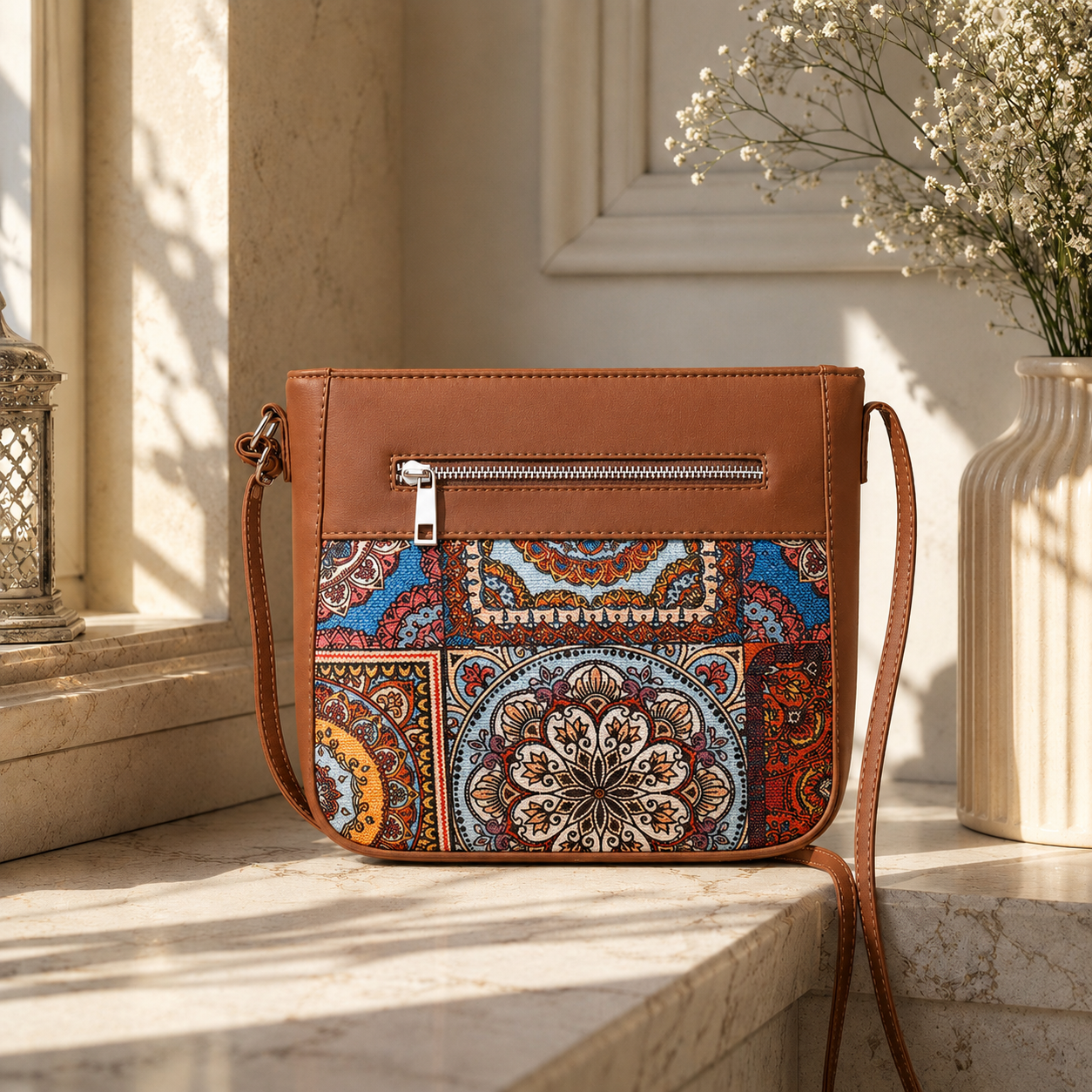 Valenium Ethnic Print Sling Bag (Multicolor)
