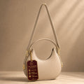 Valenium Half Moon Cream Sling Bag with Double Strap