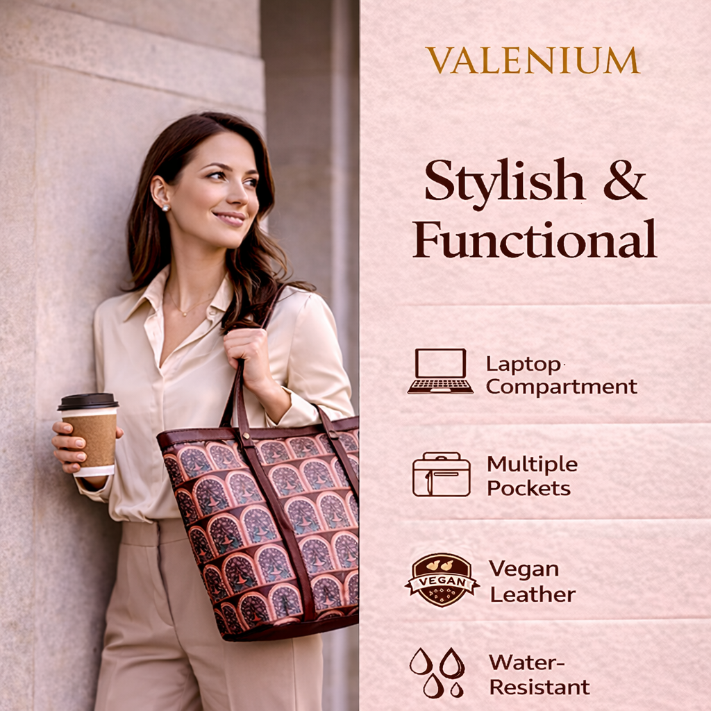 Valenium Women's Office Oxford Fabric Laptop Bag (Brown)