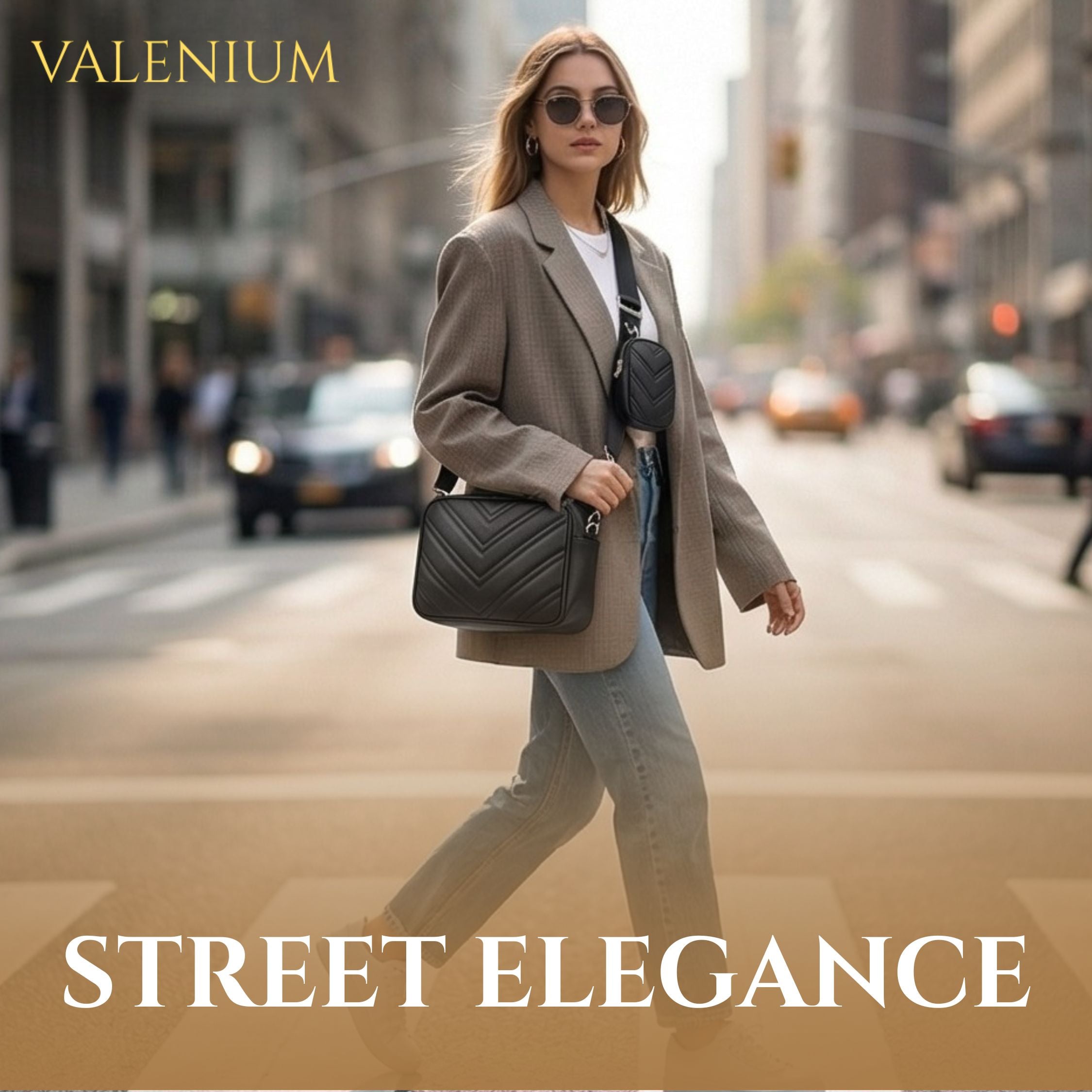 Valenium Cross Body Sling Bag with Pouch (Black)