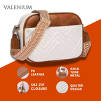 Valenium Cross Body Sling Bag (Brown & White)